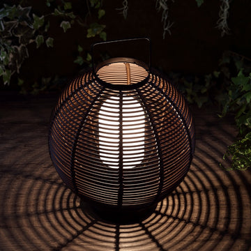Jigu 22" Outdoor Woven Globe Asian LED Lantern - JONATHAN Y